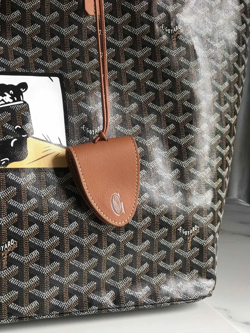 Goyard Black Canvas Tote Bag with Small Pouch - Image 6