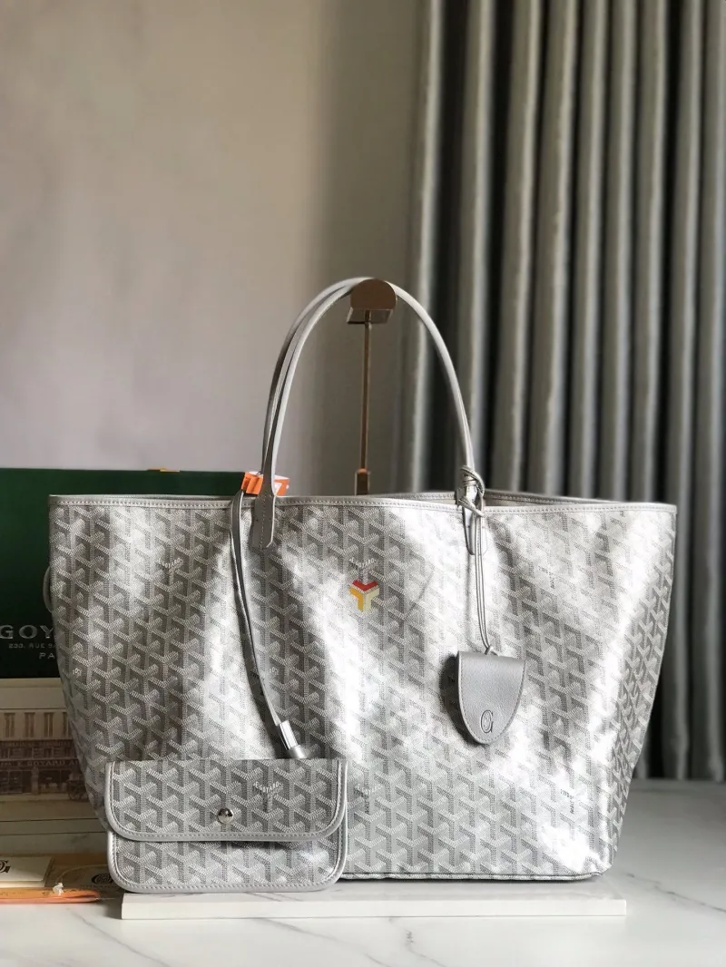 Goyard Silver Shopping Tote Bag with Pouch