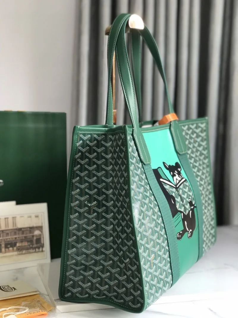 Alternative view of Goyard Green Bulldog Print Tote Bag