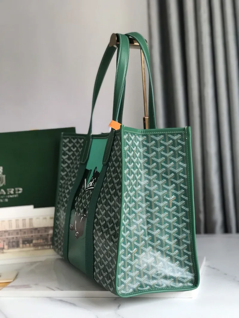 Goyard Green Bulldog Print Tote Bag - Image 3