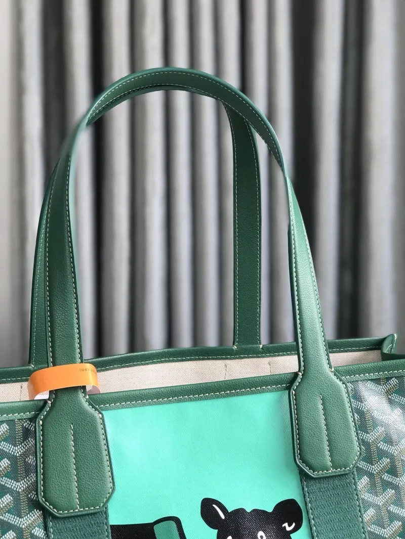 Goyard Green Bulldog Print Tote Bag - Image 6