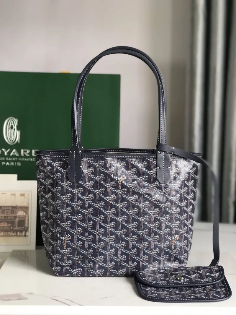Goyard Navy Tote Bag with Small Pouch