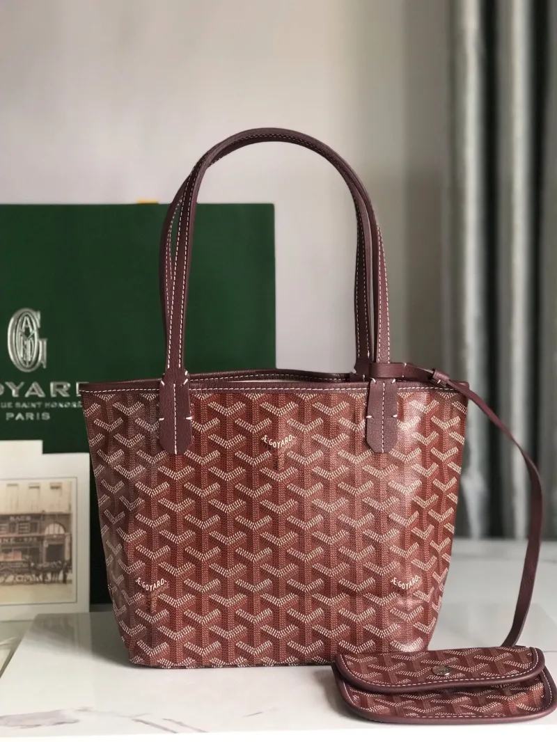 Goyard Burgundy Tote Bag with Pouch