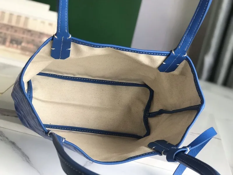 Goyard Blue Tote Bag with Small Pouch - Image 7