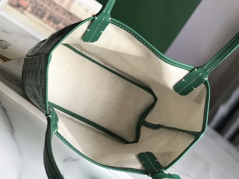 Goyard Green Tote Shopping Bag with Pouch - Image 7