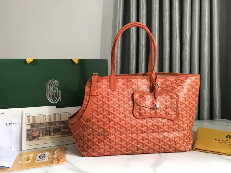 Goyard Orange Pet Carrier Tote Bag