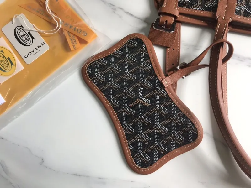 Goyard Black Tote Shopping Bag with Brown Leather Trim - Image 7