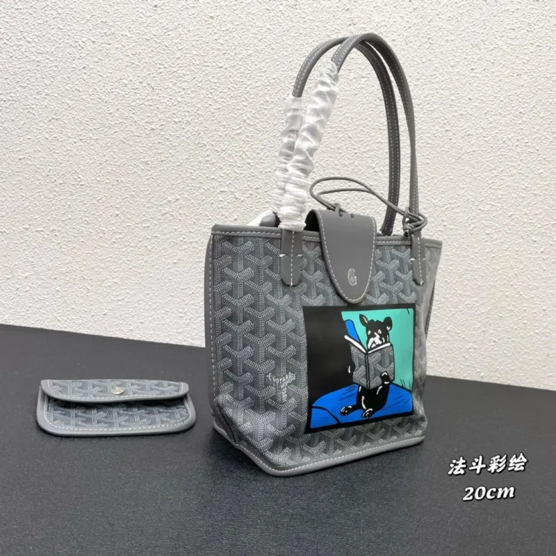 Goyard Gray French Bulldog Print Tote Bag 20cm - Image 3