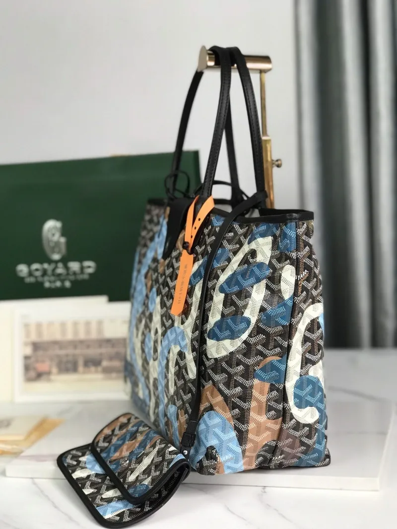 Alternative view of Goyard 154 Black Blue Pattern Tote Bag