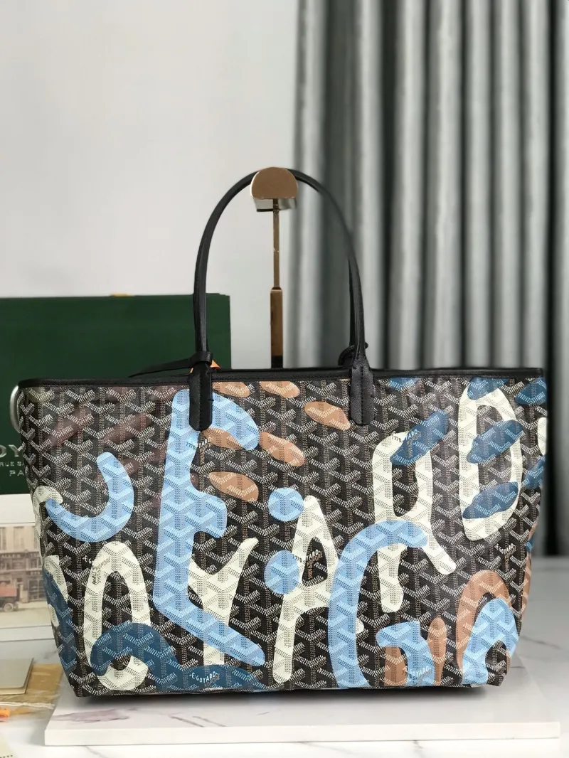 Goyard 154 Black Blue Pattern Tote Bag - Image 5