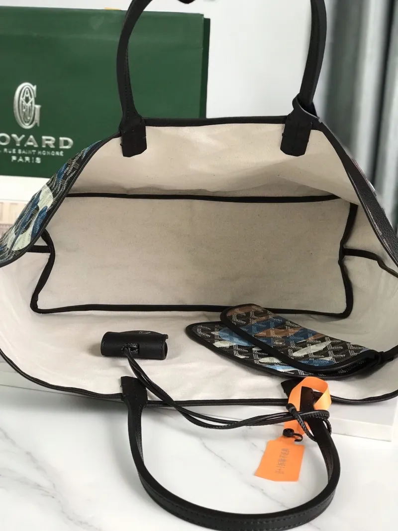 Goyard 154 Black Blue Pattern Tote Bag - Image 7