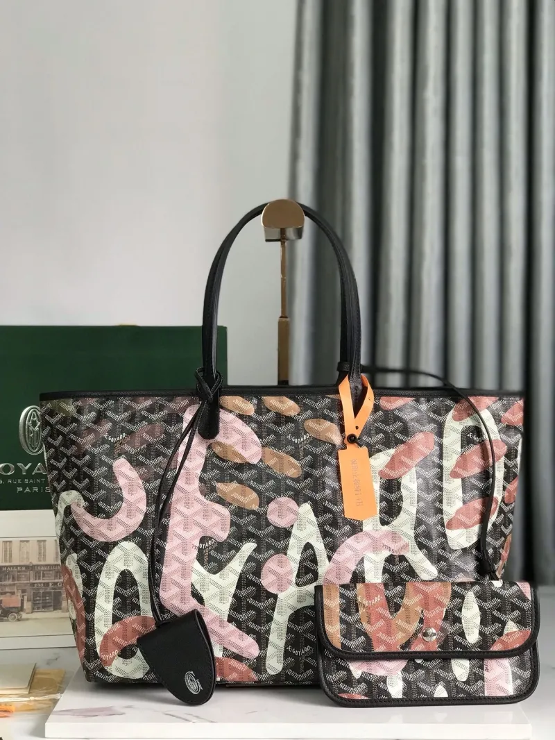 Goyard 156 Black Pink Tote Shopping Bag
