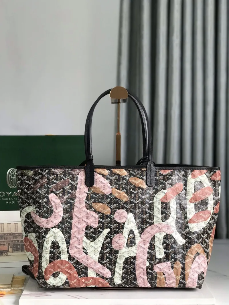 Goyard 156 Black Pink Tote Shopping Bag - Image 3