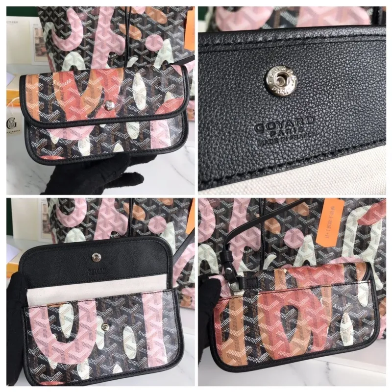 Goyard 156 Black Pink Tote Shopping Bag - Image 9