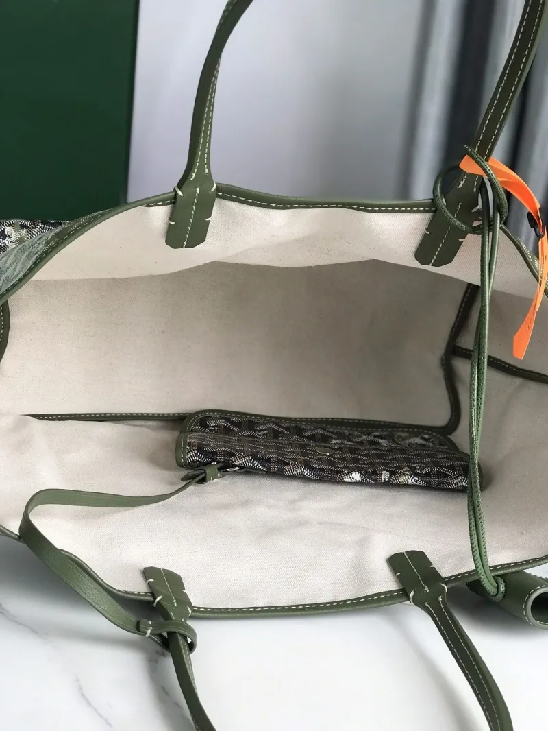 Goyard Olive Green Tote Bag with Pouch 157 - Image 8