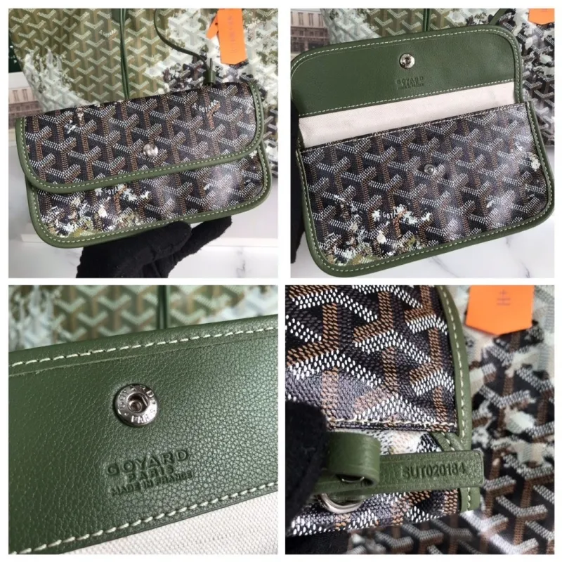 Goyard Olive Green Tote Bag with Pouch 157 - Image 9