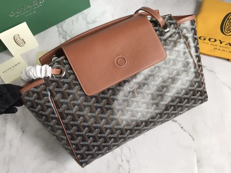 Goyard Brown Trim Shoulder Tote Bag - Image 5
