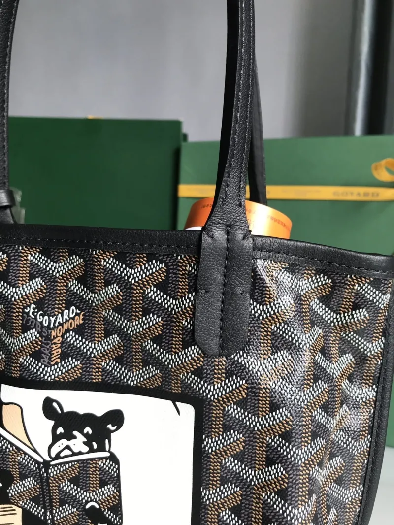 Goyard Black Mini Tote Bag With French Bulldog Print - Image 5