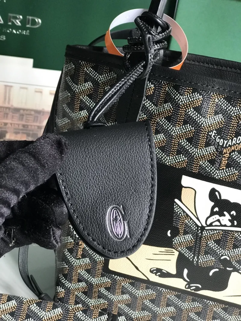 Goyard Black Mini Tote Bag With French Bulldog Print - Image 6
