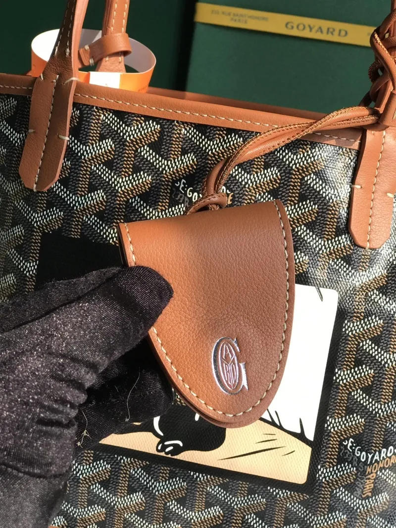 Goyard Shopping Tote Bag Black Tan - Image 6