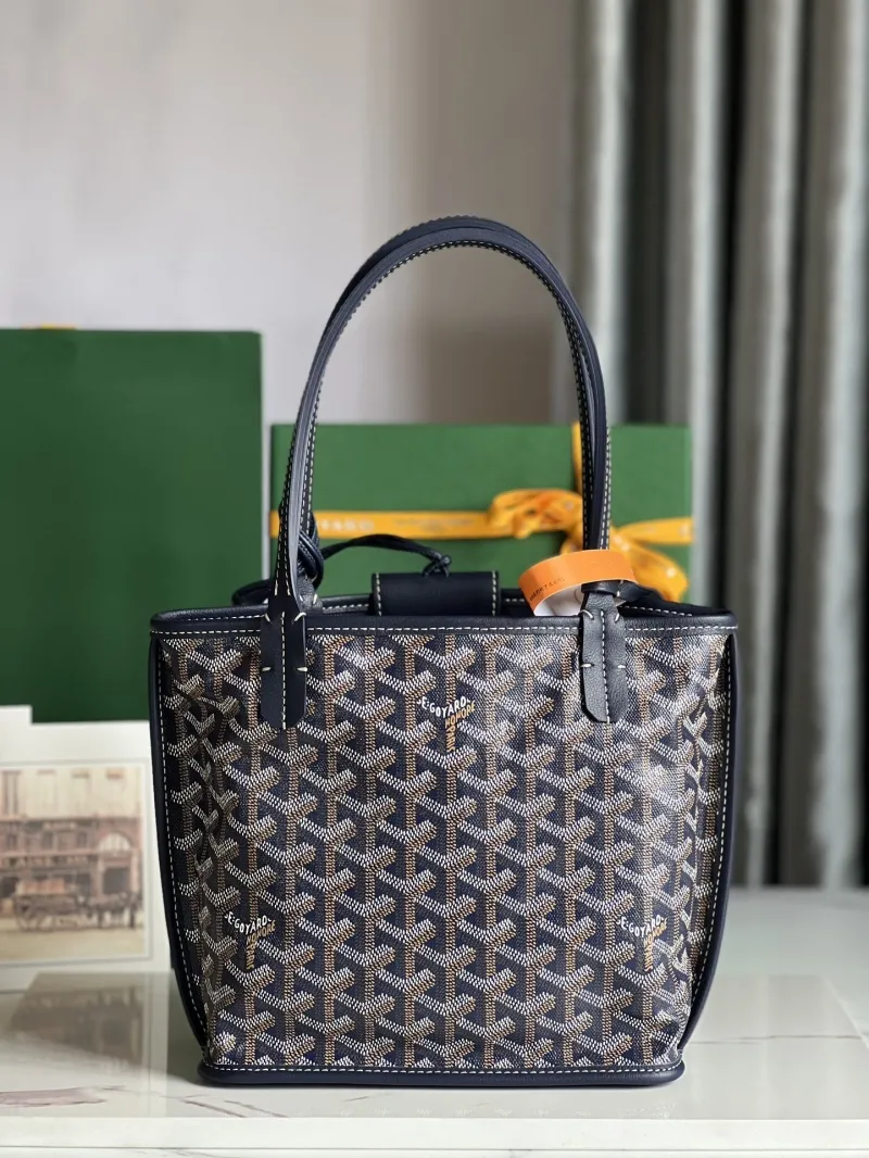Goyard Navy Shopping Tote Bag with Dog Print - Image 3