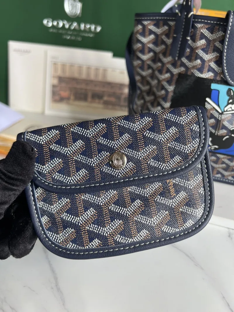 Goyard Navy Shopping Tote Bag with Dog Print - Image 7