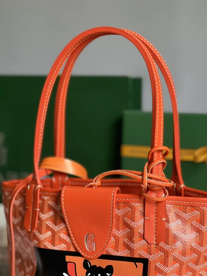 Goyard Orange Tote Bag with Small Pouch - Image 4