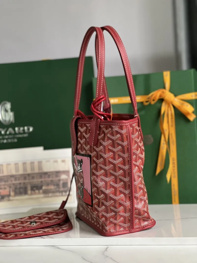 Goyard Red Shopping Tote Bag with Small Pouch - Image 4