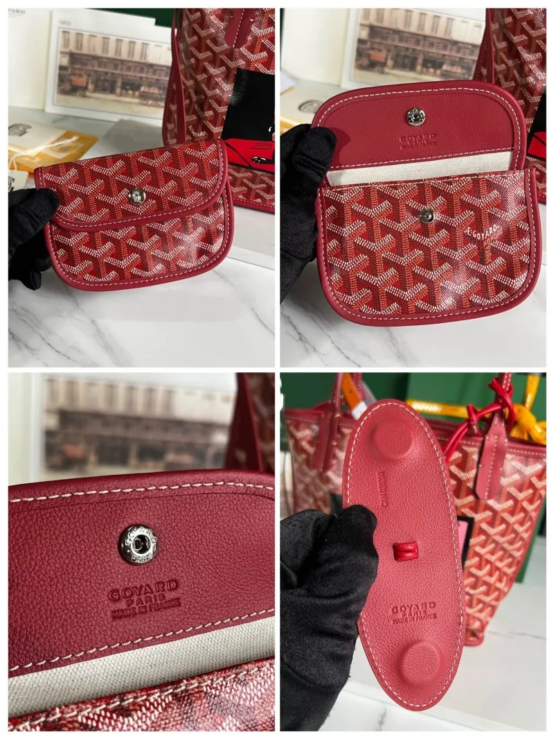 Goyard Red Shopping Tote Bag with Small Pouch - Image 8