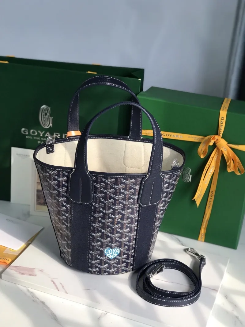 Goyard Navy Blue Bucket Tote Bag with Strap 222 - Image 9