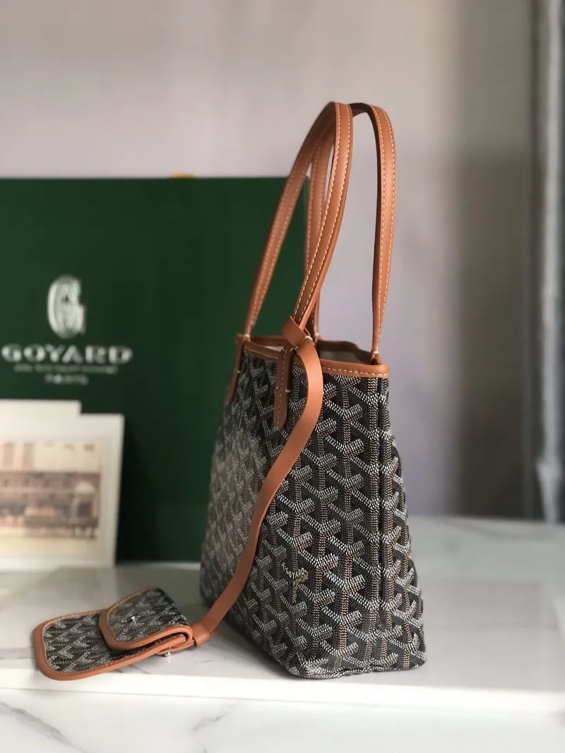 Goyard Black Tan Tote Bag with Pouch 229 - Image 3