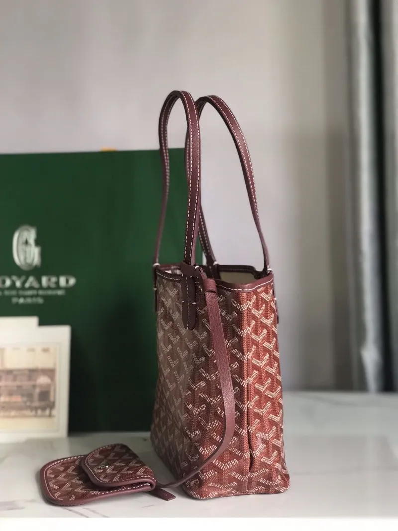 Goyard Burgundy Tote Bag with Pouch 232 - Image 3