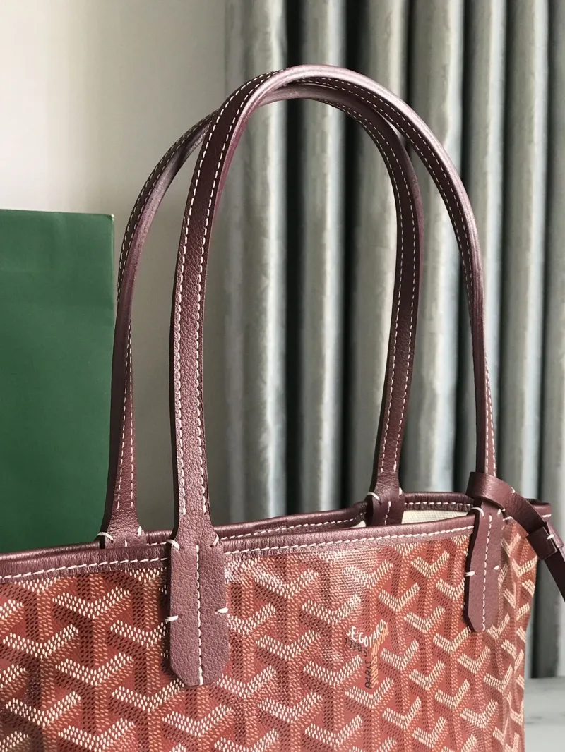 Goyard Burgundy Tote Bag with Pouch 232 - Image 7