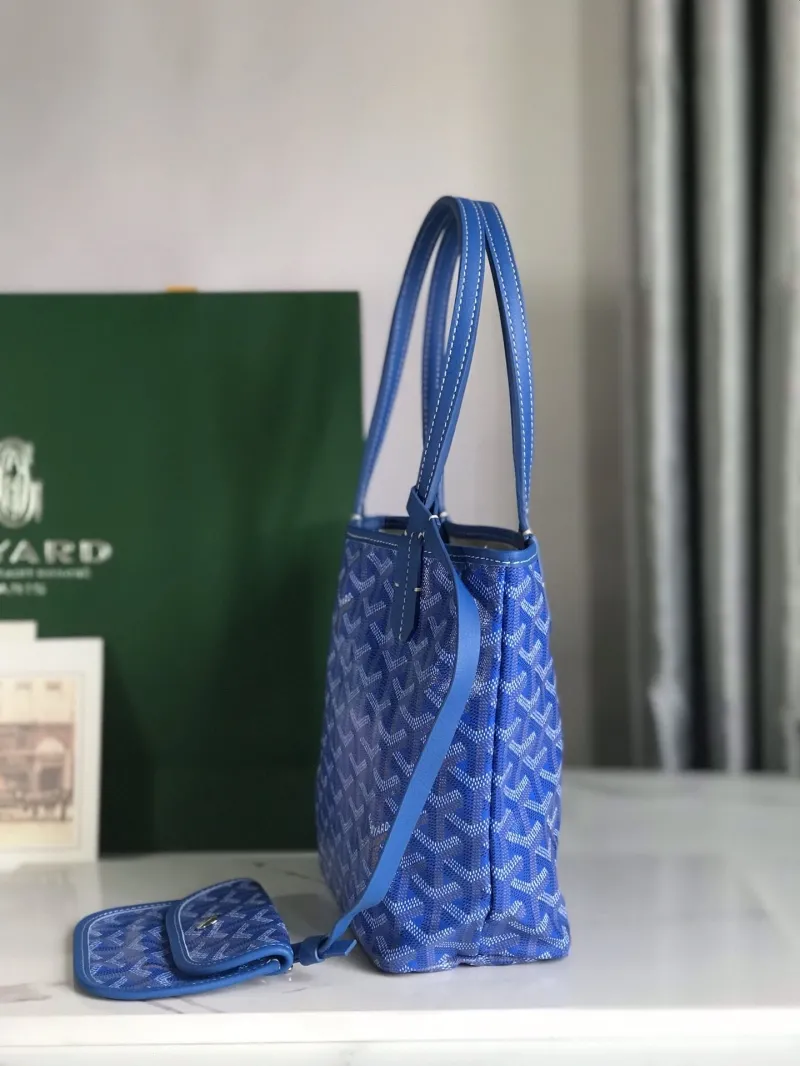 Goyard Blue Tote Bag with Small Pouch - Image 3