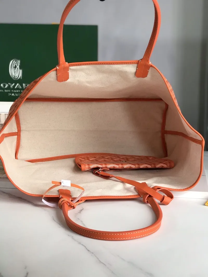 Goyard Orange Tote Bag with Pouch - Image 7