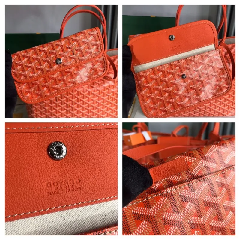 Goyard Orange Tote Bag with Pouch - Image 9