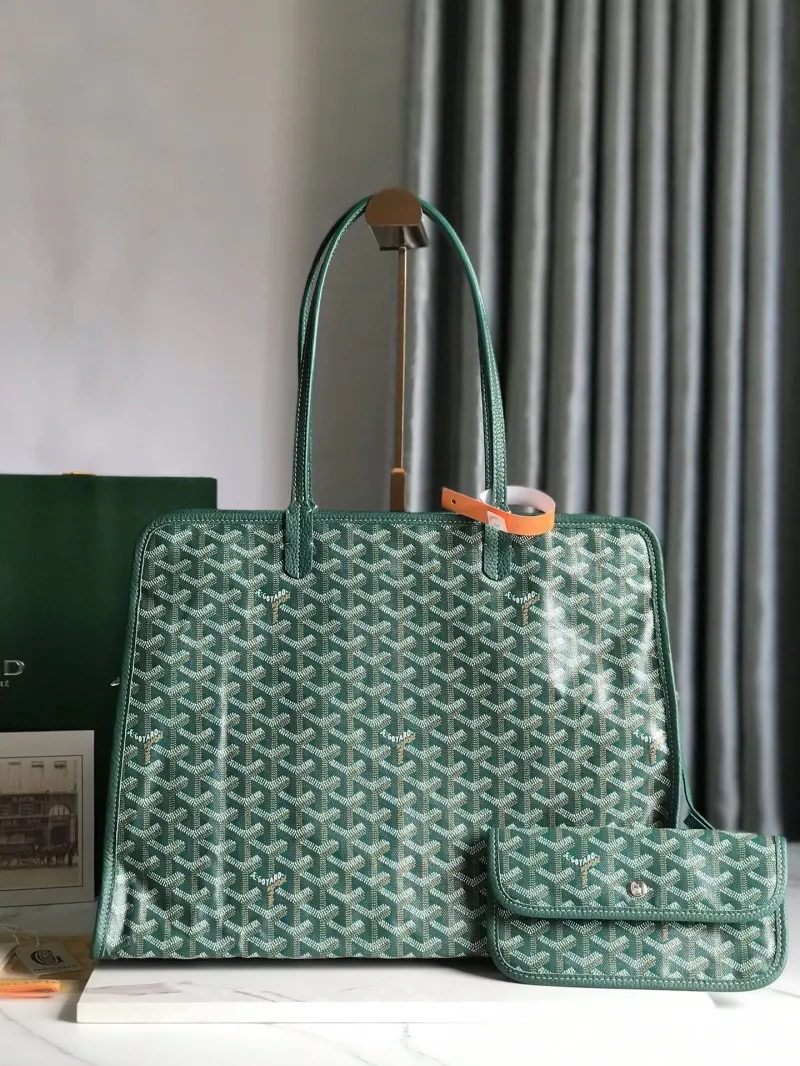 Goyard Green Shopping Tote Bag 284 with Pouch