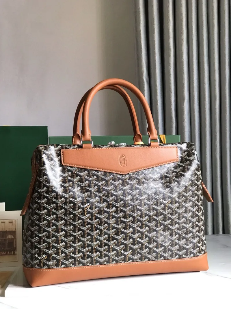 Alternative view of Goyard Black Tan Leather Tote Handbag 292
