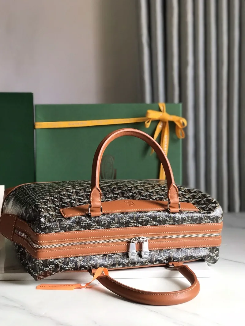 Goyard Black Tan Leather Tote Handbag 292 - Image 3