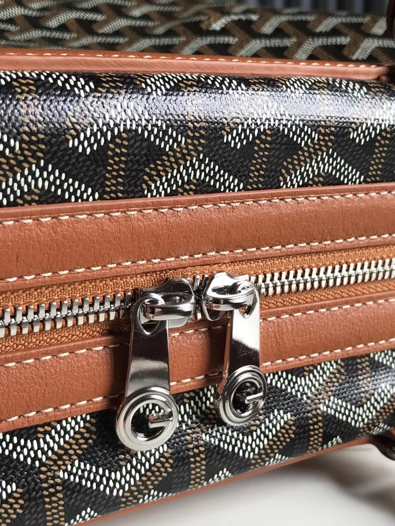 Goyard Black Tan Leather Tote Handbag 292 - Image 8
