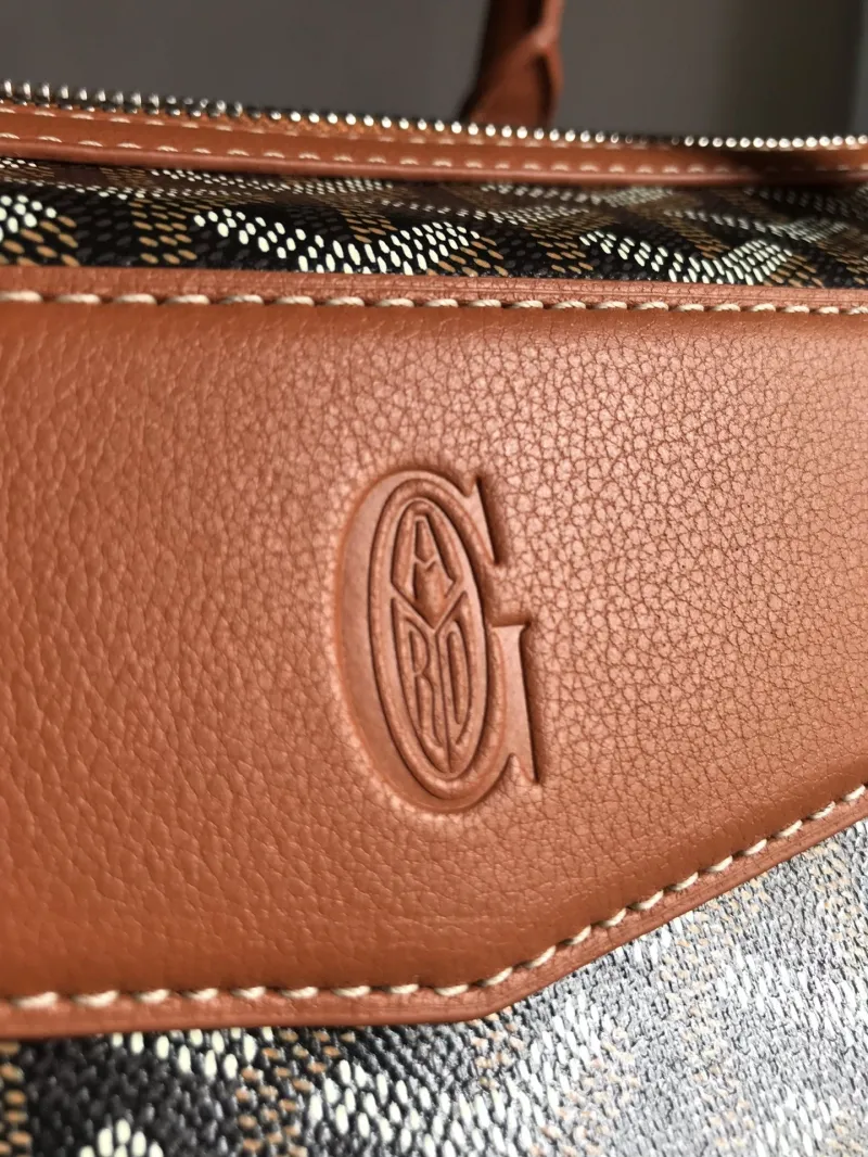 Goyard Black Tan Leather Tote Handbag 292 - Image 9