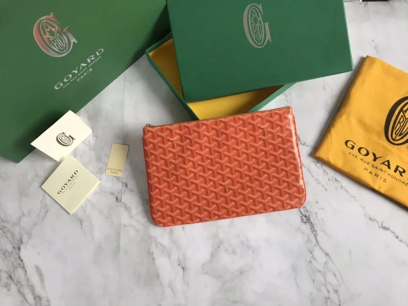 Goyard Orange Zip Clutch Bag