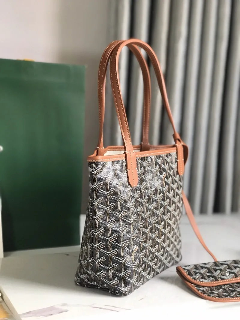 Alternative view of Goyard 304 Black Tan Tote Bag with Pouch