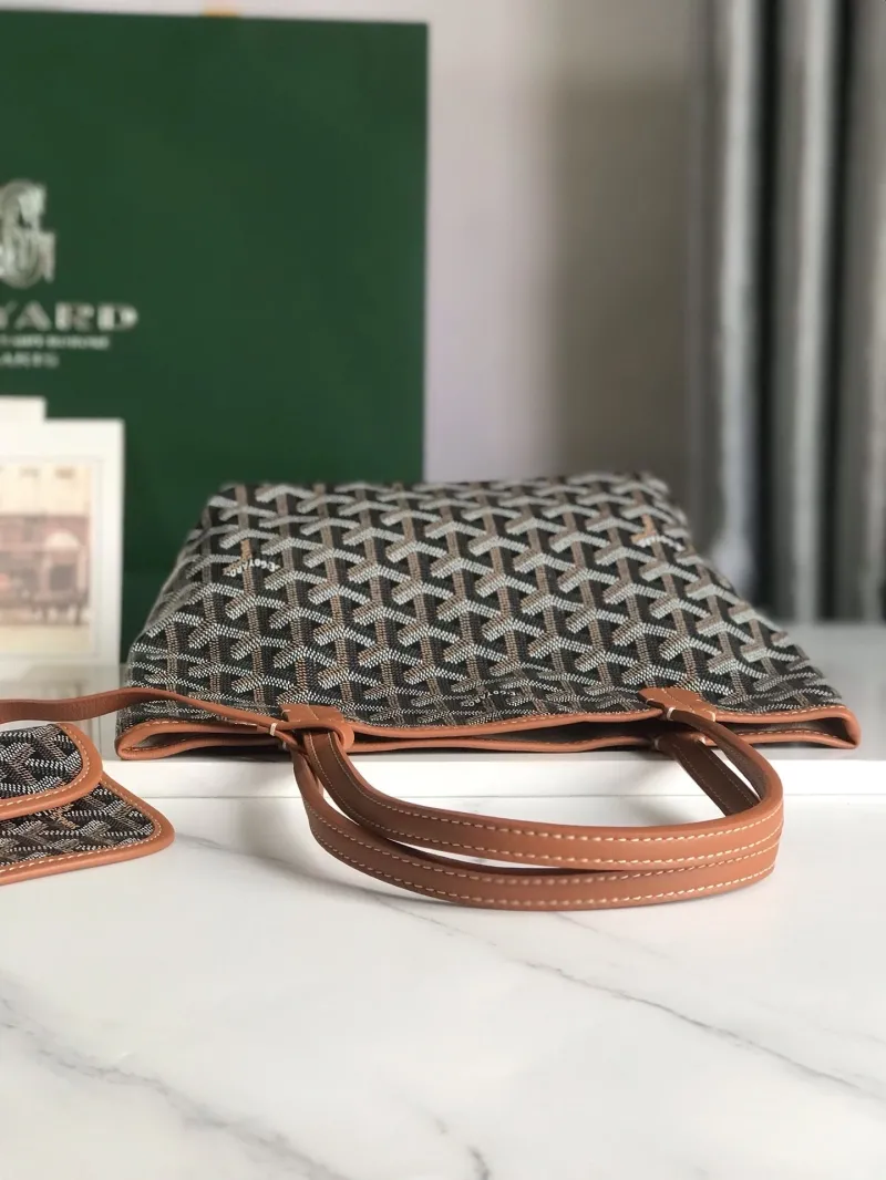 Goyard 304 Black Tan Tote Bag with Pouch - Image 5