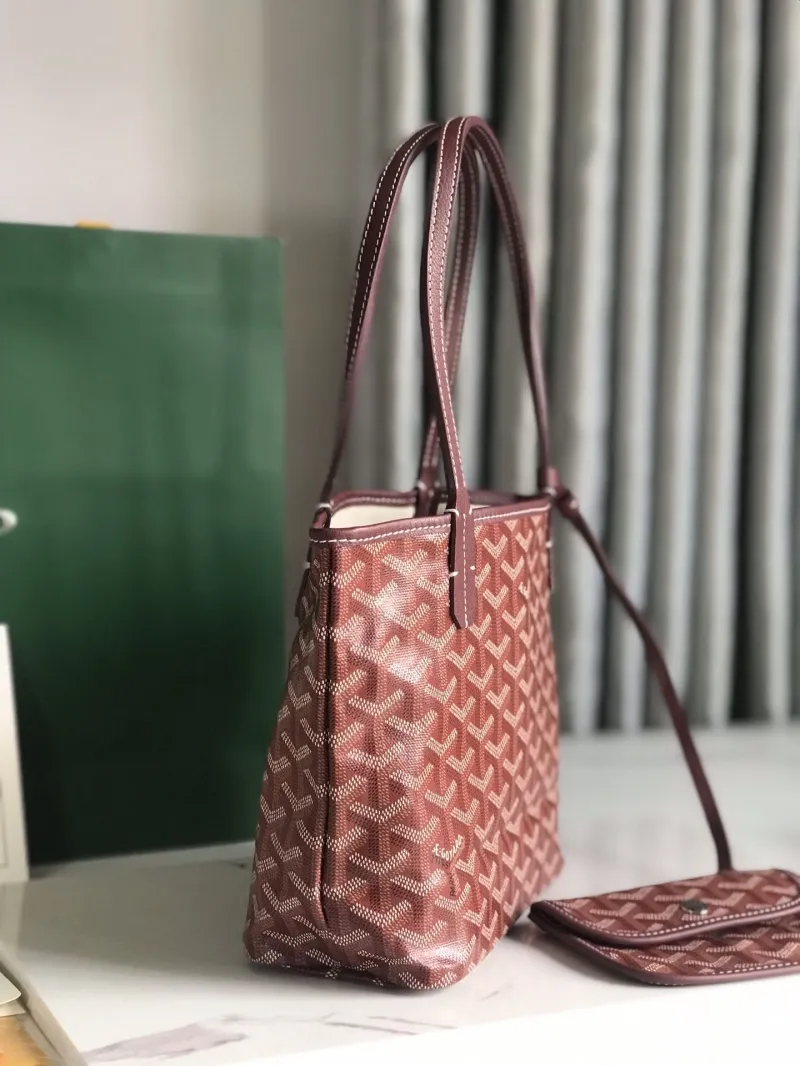 Alternative view of Goyard Burgundy Tote Bag 307 with Pouch