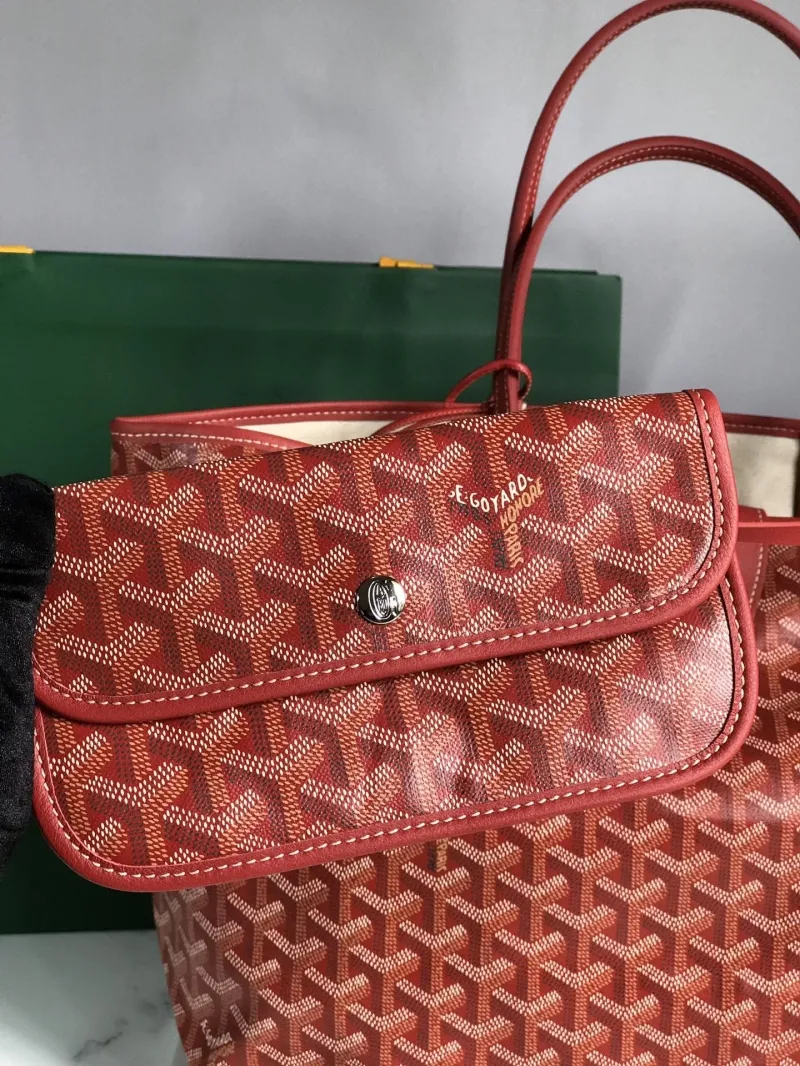 Goyard Red Tote Bag With Small Pouch - Image 6