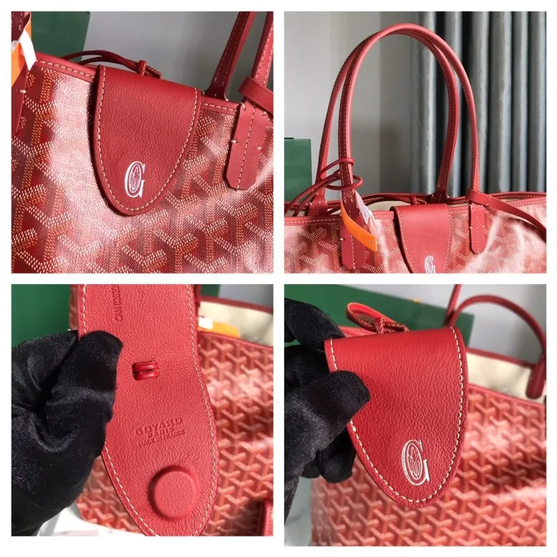 Goyard Red Tote Bag With Small Pouch - Image 9