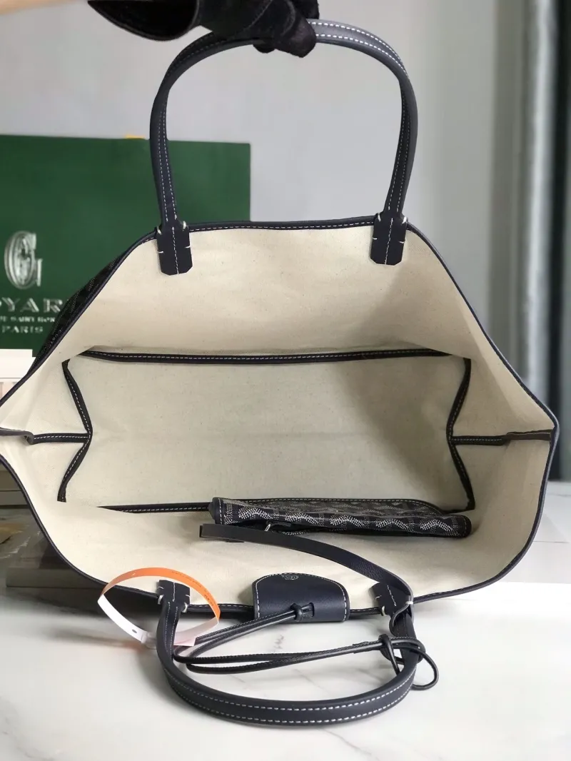 Goyard Dark Gray Tote Bag with Pouch - Image 7