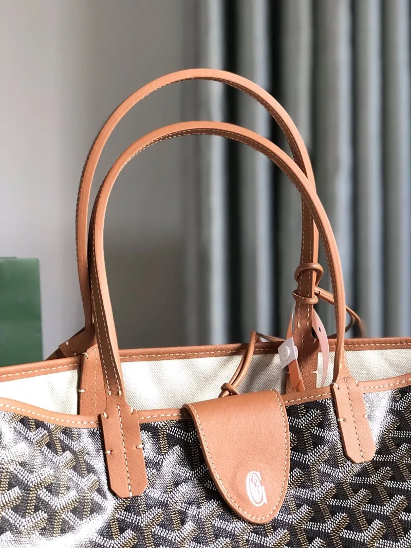 Goyard 320 Black Brown Tote Bag with Pouch - Image 4