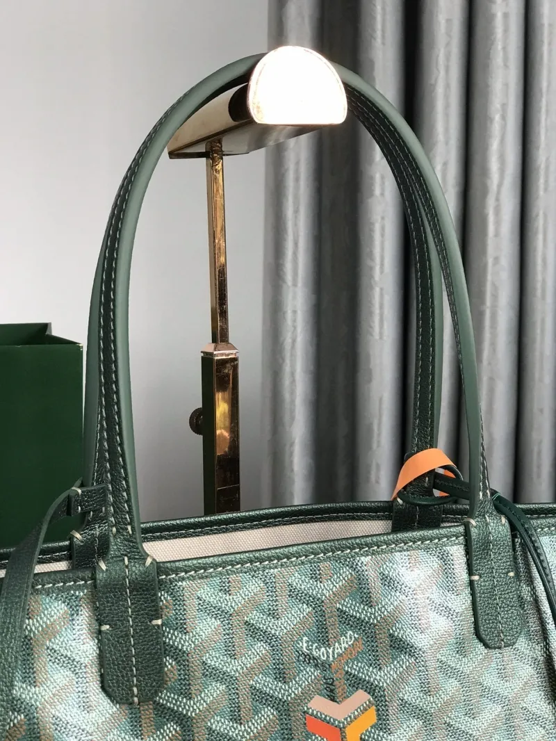 Goyard Dark Green Tote Bag With Attached Pouch - Image 3